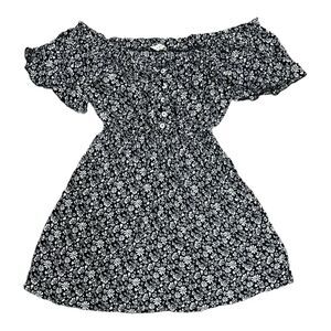 Promesa Black White Floral Off Shoulder Dress S